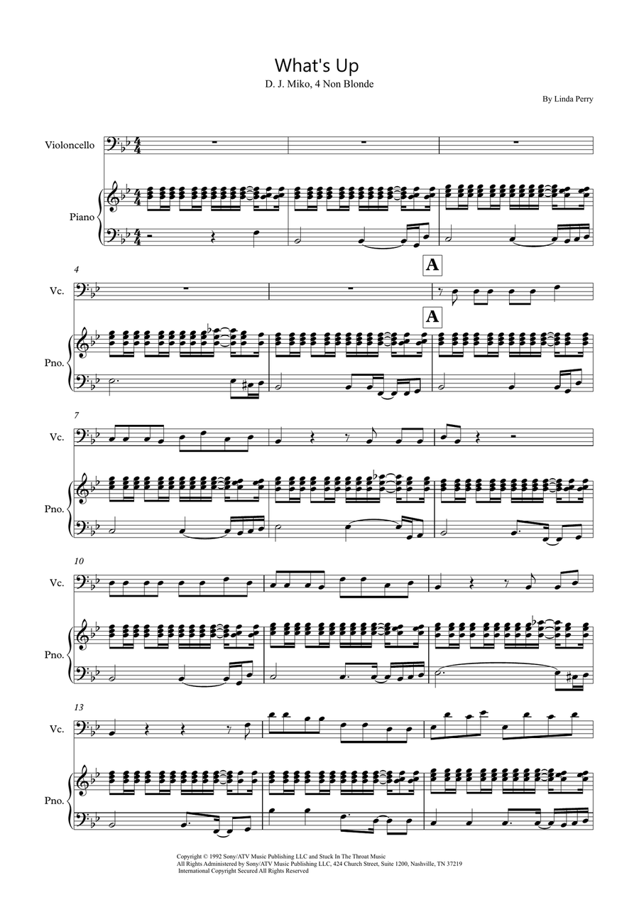 What's Up What's Up Piano scores gallery preview page 1