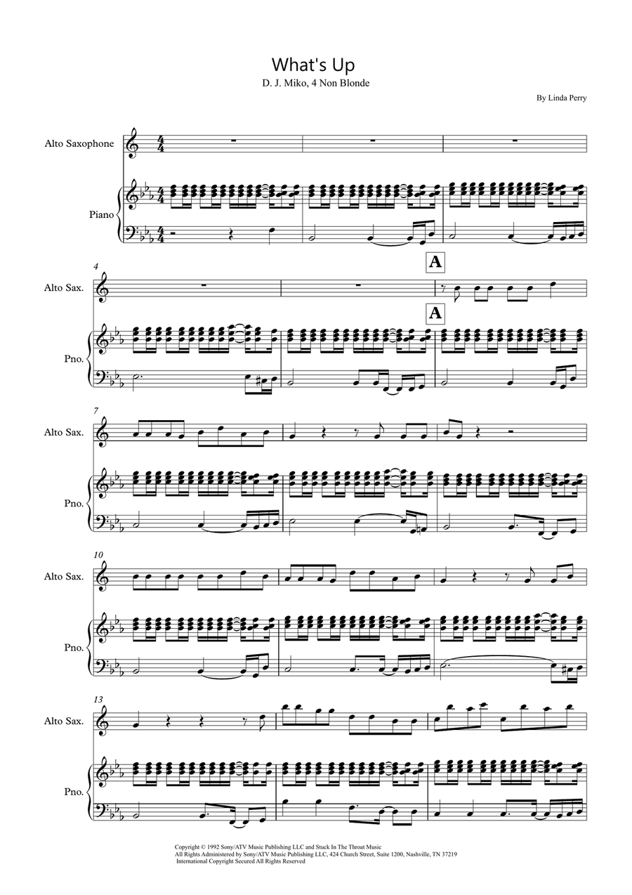 What's Up What's Up Alto Saxophone scores gallery preview page 1