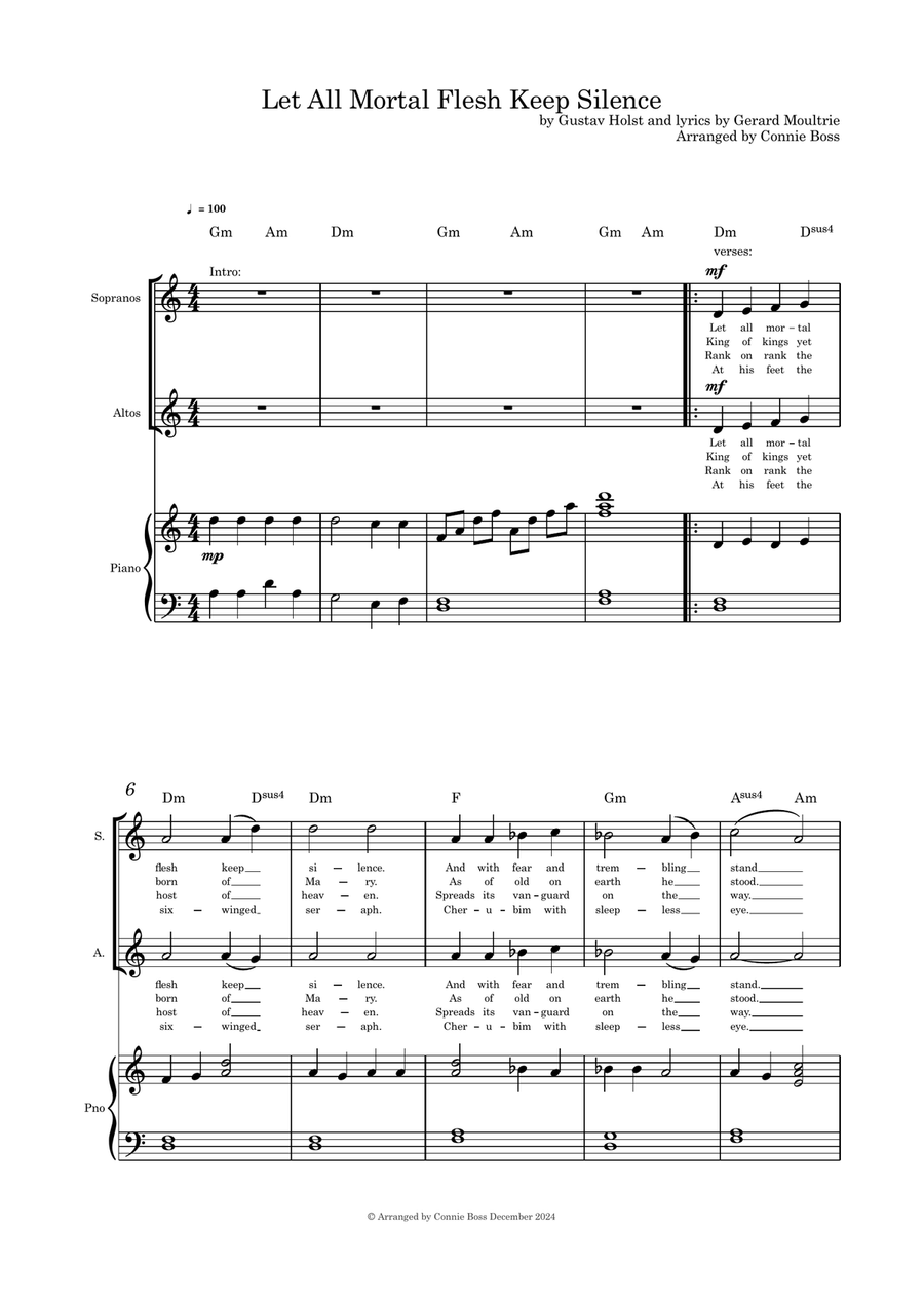 Let All Mortal Flesh Keep Silence Vocal duet and Piano Small Ensemble scores gallery preview page 1