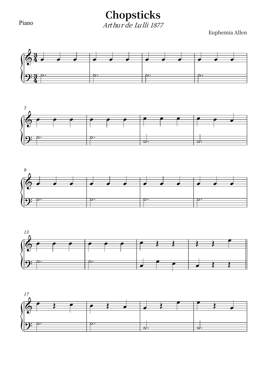 Chopsticks Chopsticks Easy Piano scores gallery preview page 1