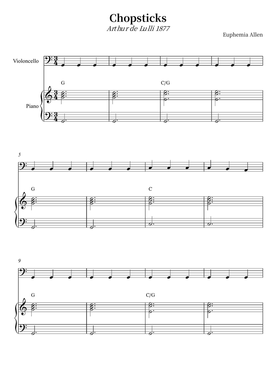 Chopsticks Chopsticks Piano scores gallery preview page 1