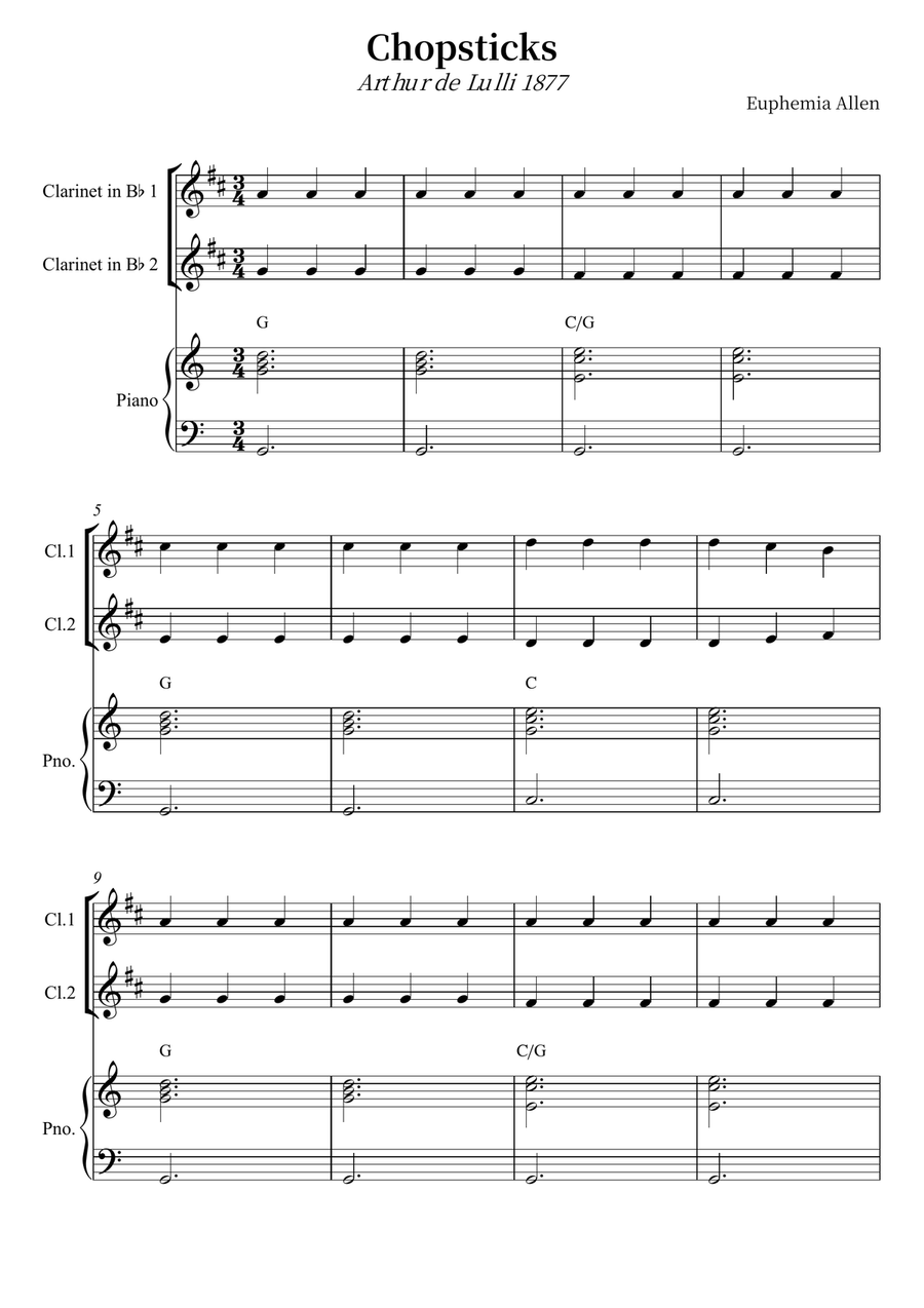 Chopsticks Chopsticks Clarinet Duet scores gallery preview page 1