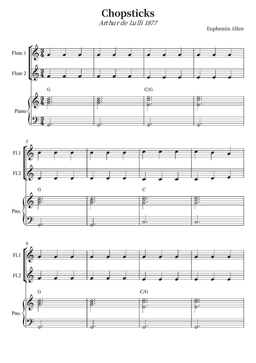 Chopsticks Chopsticks Flute Duet scores gallery preview page 1