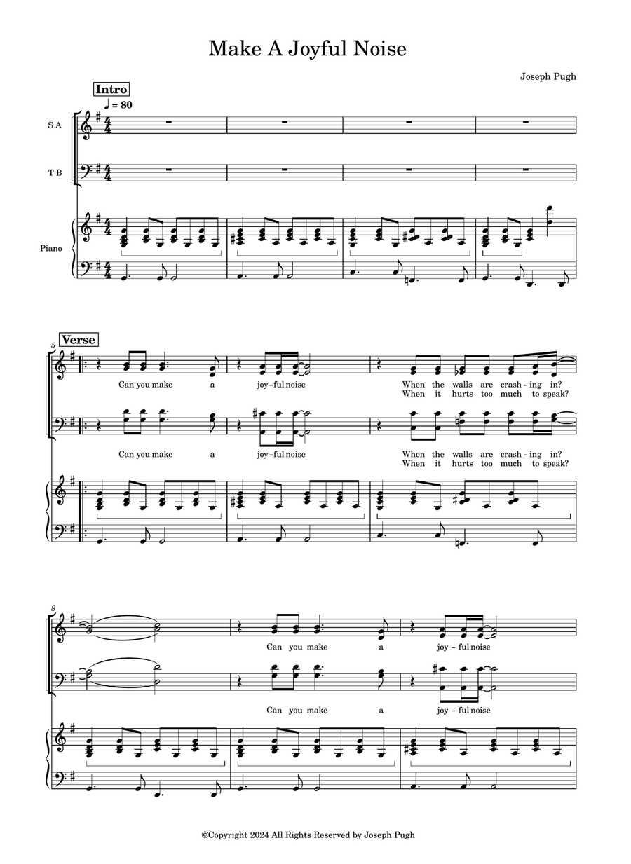 Make A Joyful Noise Make A Joyful Noise 4-Part scores gallery preview page 1