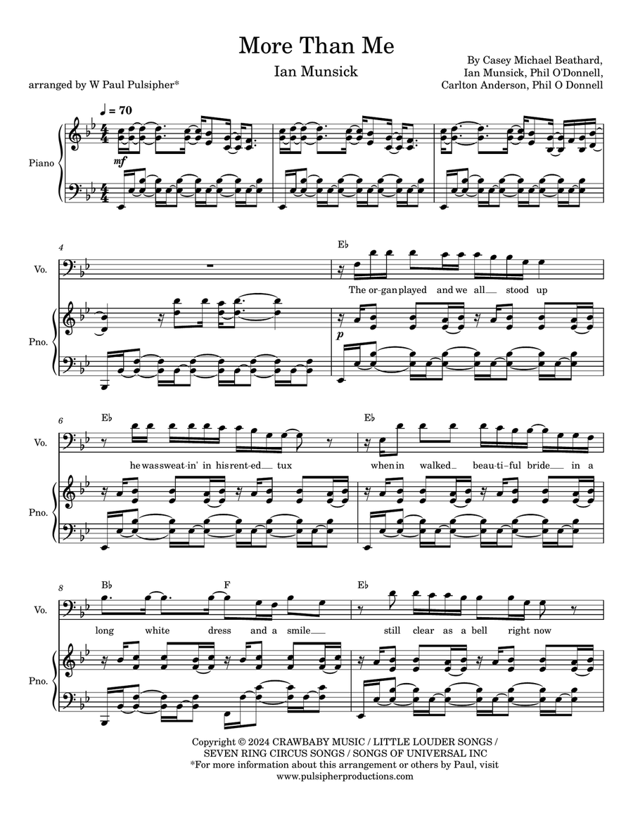 More Than Me More Than Me Piano, Vocal scores gallery preview page 1