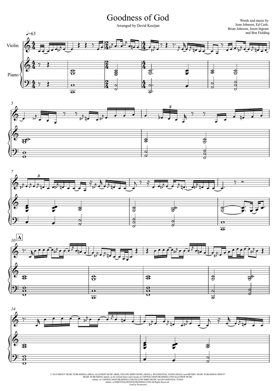 Goodness Of God Goodness Of God Violin Solo scores gallery preview page 1