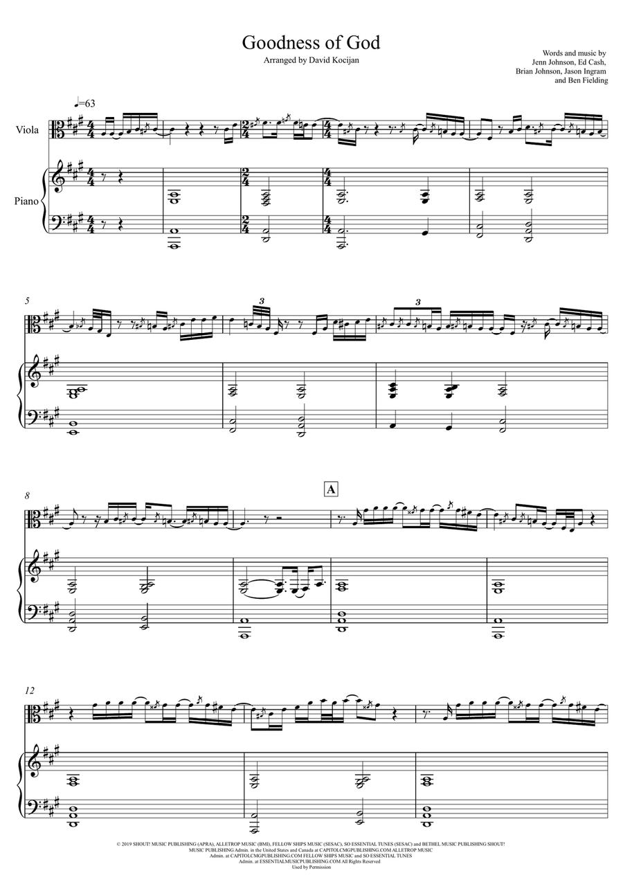 Goodness Of God Goodness Of God Viola scores gallery preview page 1