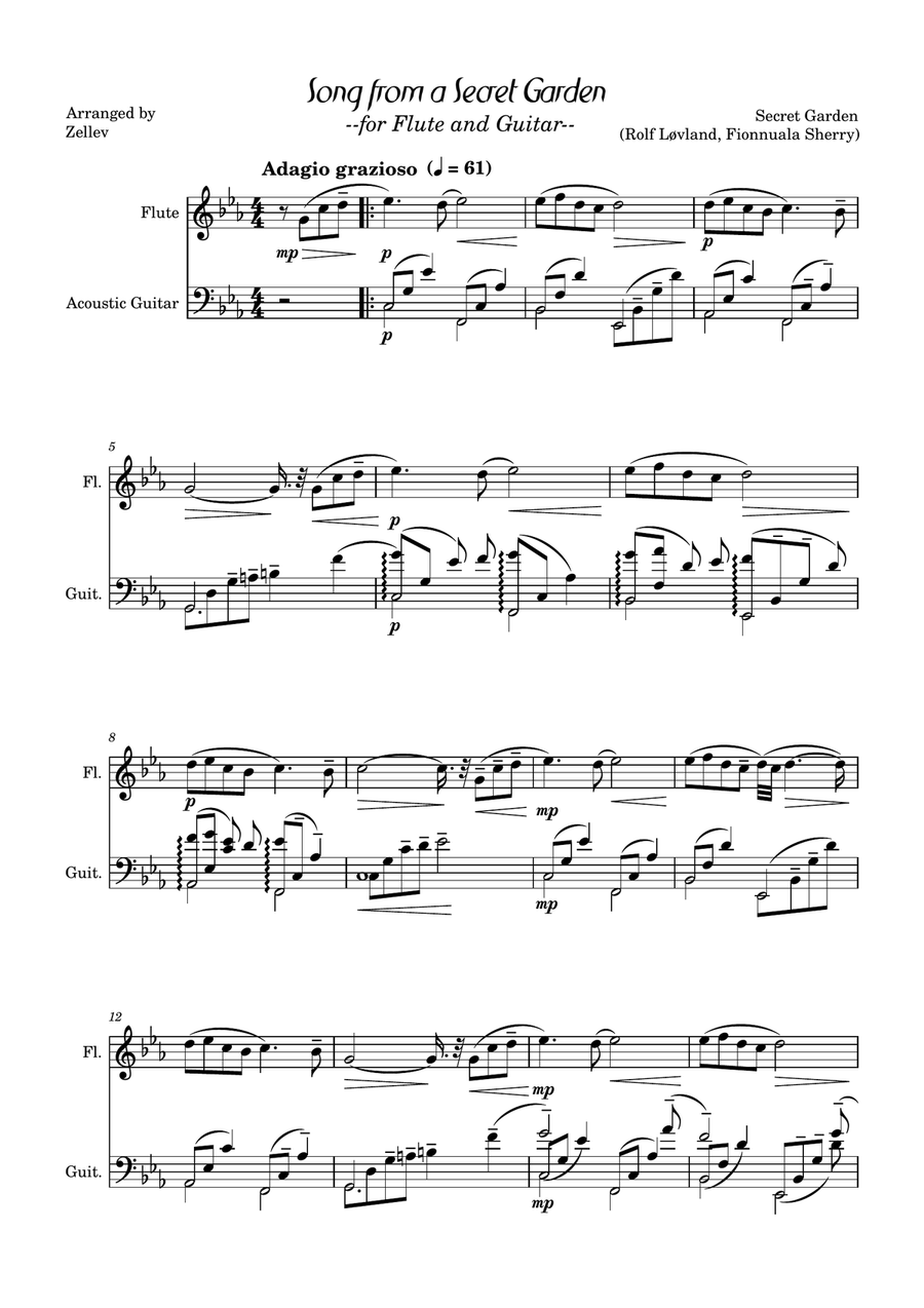 Song from a Secret Garden Flute scores gallery preview page 1