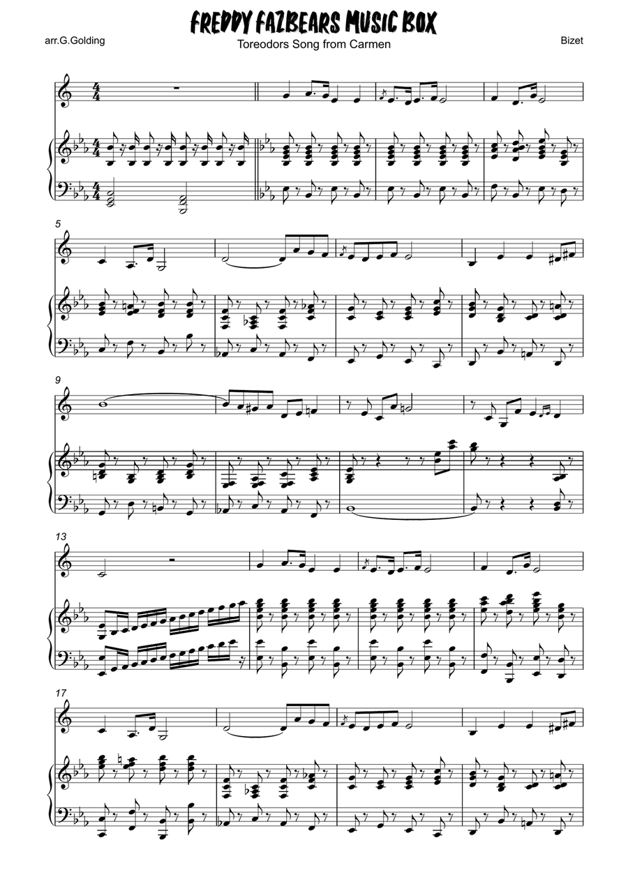 Freddy Fazbears Music Box Theme or Toreodors Song Horn scores gallery preview page 1