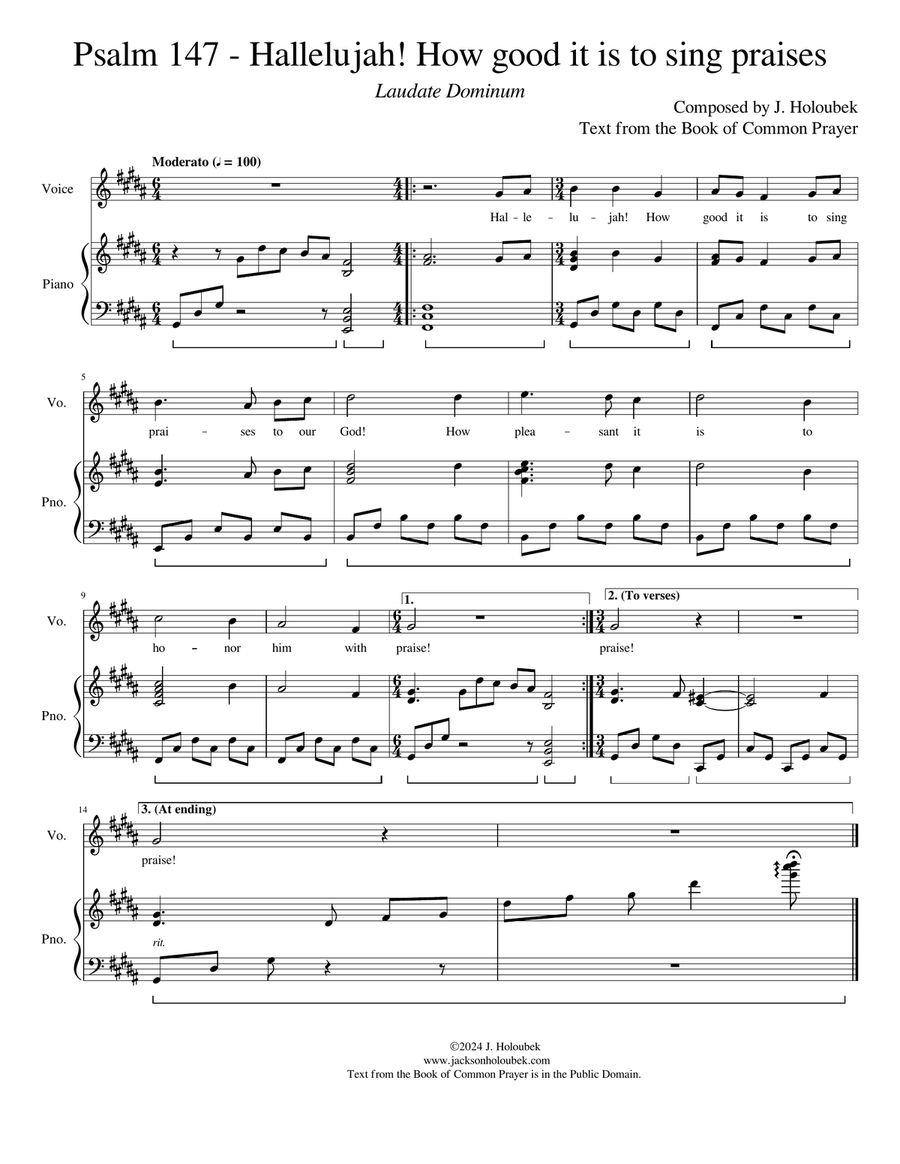 Psalm 147 BCP - for cantor with congregational refrain Piano, Vocal scores gallery preview page 1