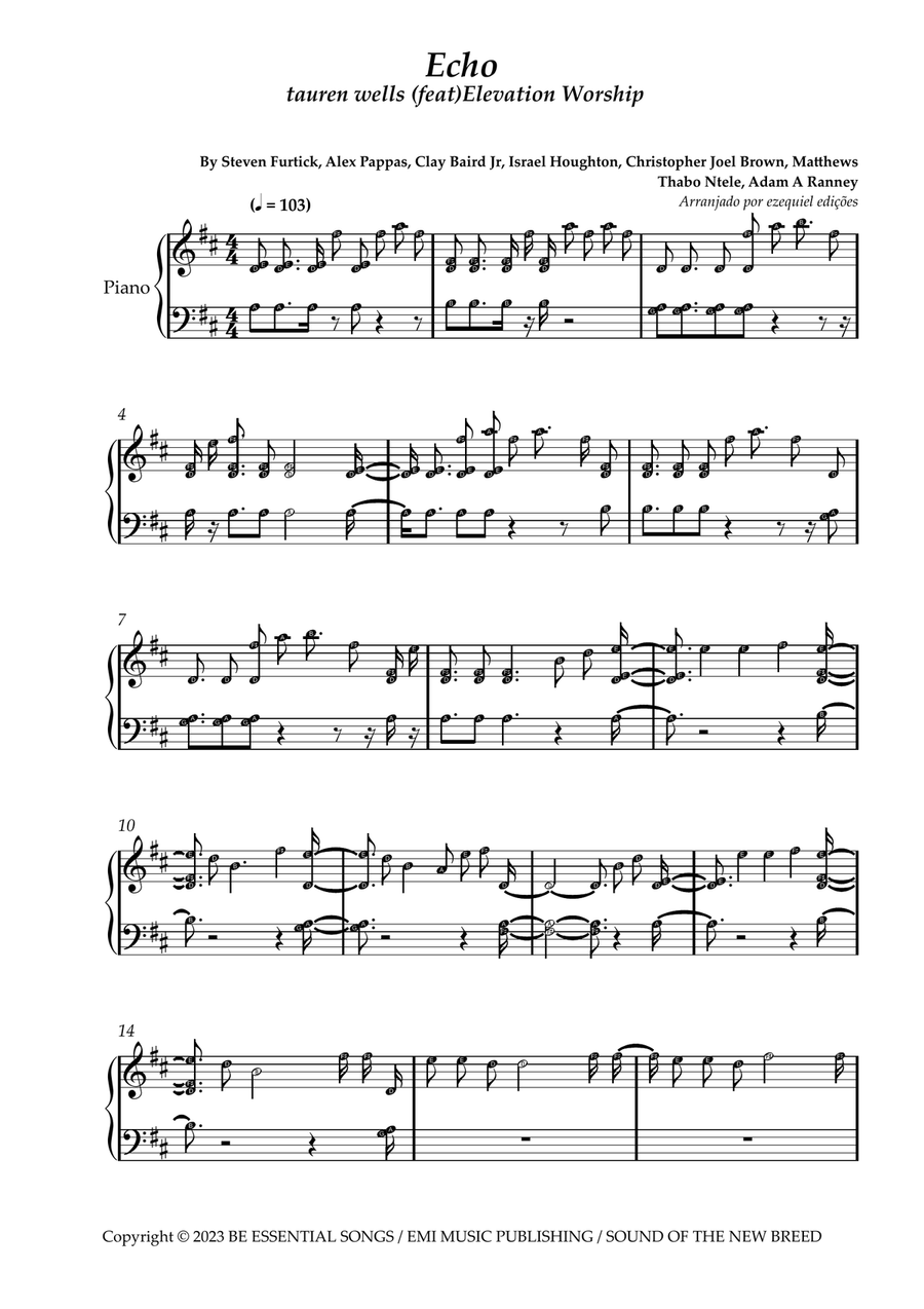 Echo Echo Easy Piano scores gallery preview page 1