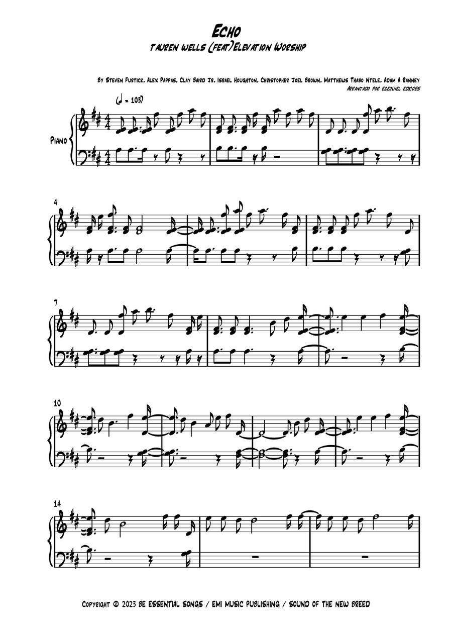 Echo Echo Piano Solo scores gallery preview page 1