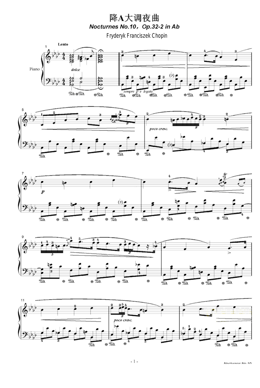 Nocturne No. 10 in Ab Op.32-2 - Fryderyk Franciszek Chopin Piano Solo scores gallery preview page 1