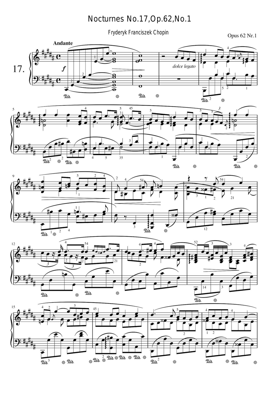 Nocturnes No.17,Op.62,No.1 - Fryderyk Franciszek Chopin Piano Solo scores gallery preview page 1
