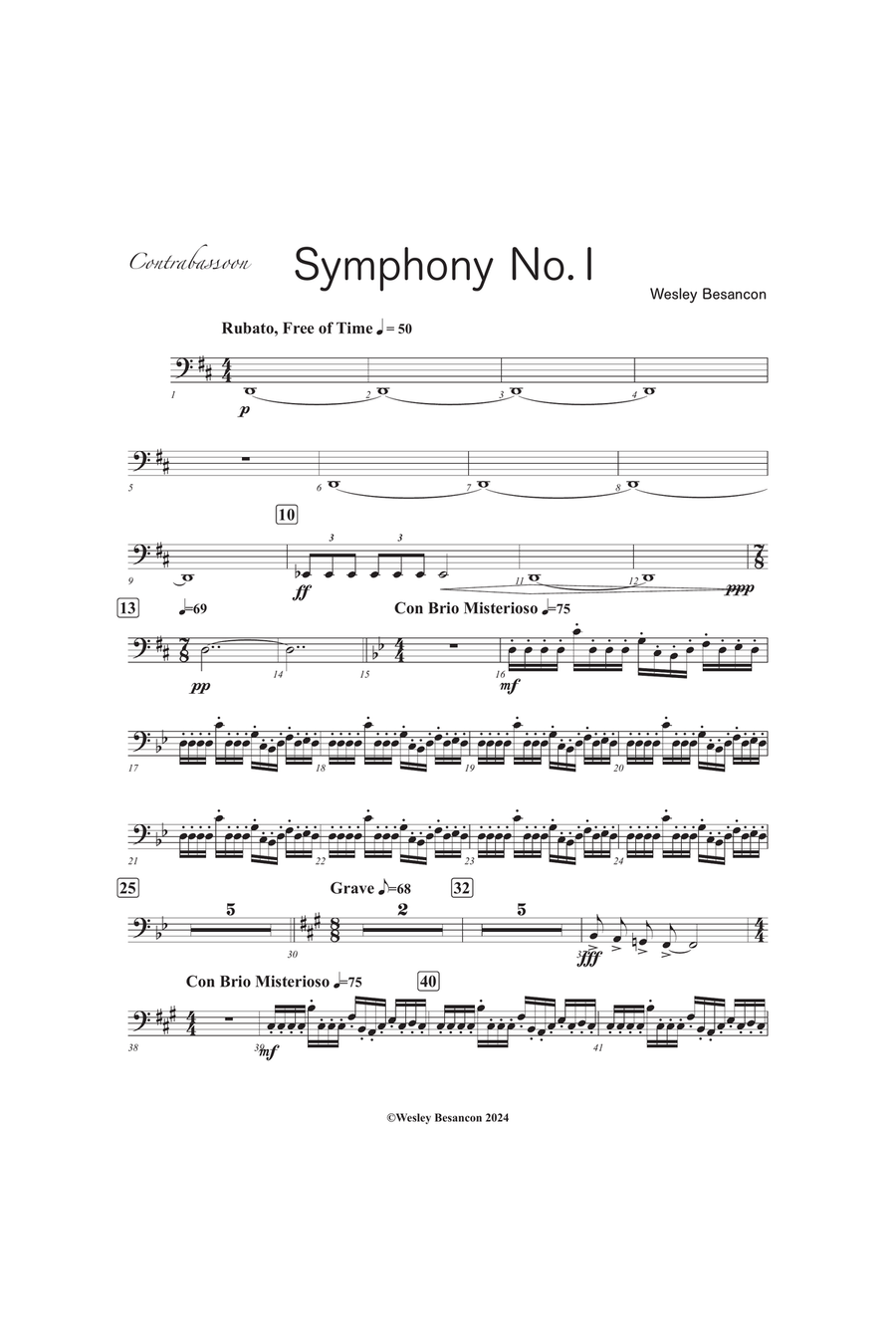 Symphony No. 1 (Contrabassoon) Bassoon Solo scores gallery preview page 1