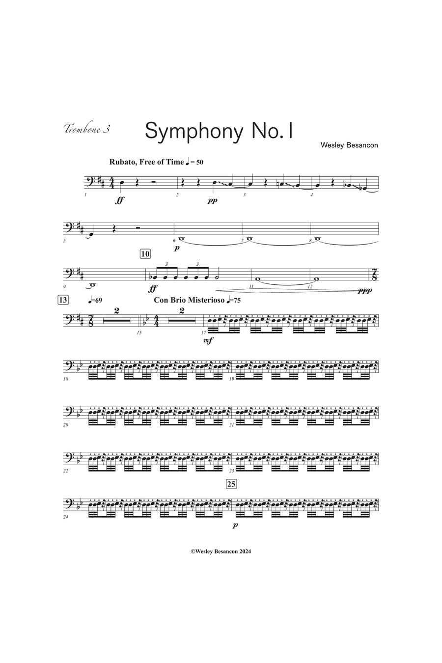Symphony No. 1 (3rd Trombone) Trombone Solo scores gallery preview page 1