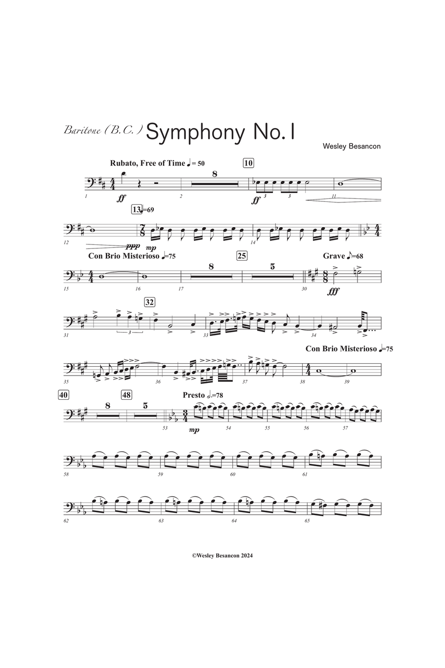 Symphony No. 1 (Baritone B.C.) Baritone Horn BC scores gallery preview page 1