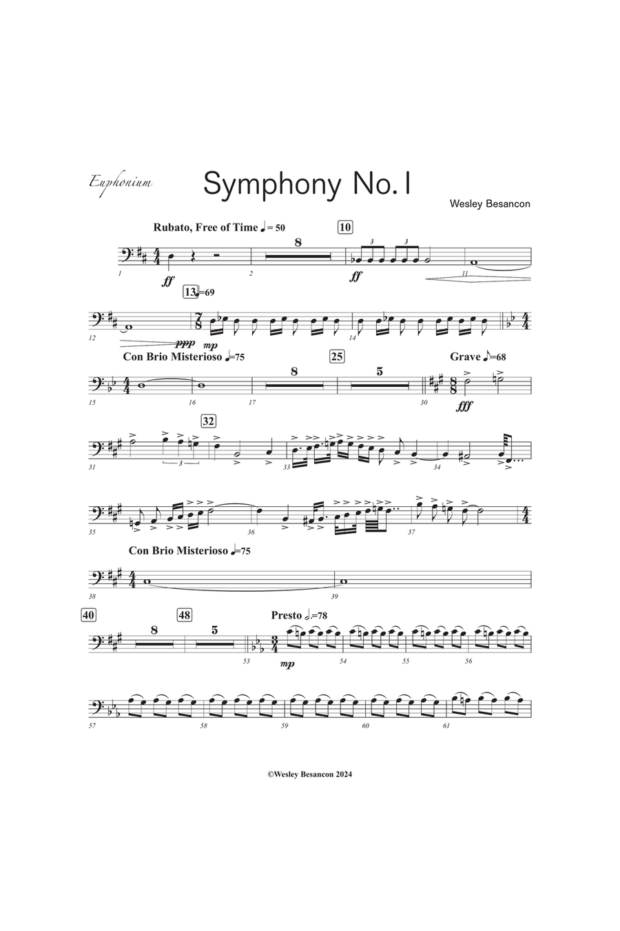 Symphony No. 1 (Euphonium) Euphonium scores gallery preview page 1