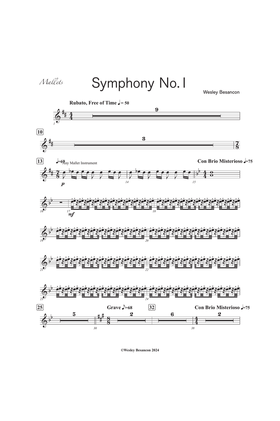 Symphony No. 1 (2nd Mallets) Percussion scores gallery preview page 1