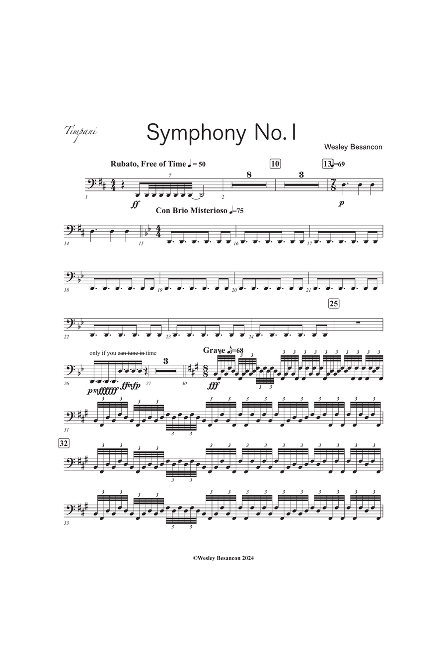 Symphony No. 1 (Timpani) Percussion scores gallery preview page 1