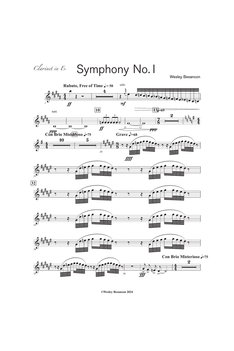 Symphony No. 1 (World Parts/Optional Parts) Small Ensemble scores gallery preview page 1