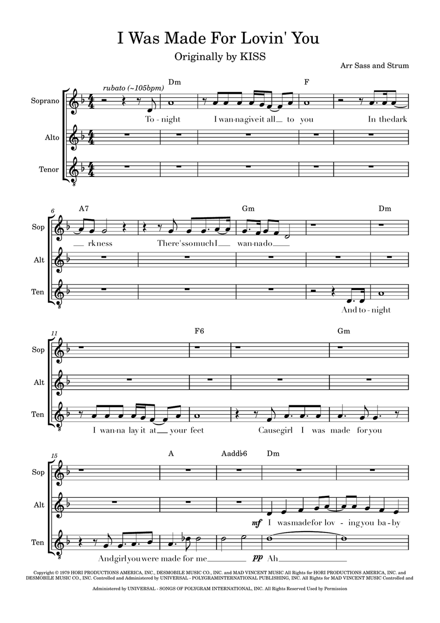 I Was Made For Lovin' You SAT scores gallery preview page 1