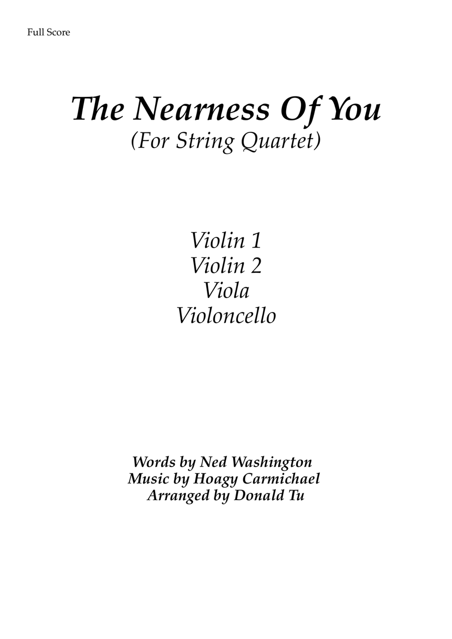 The Nearness Of You - String Quartet - Full Score String Quartet scores gallery preview page 1