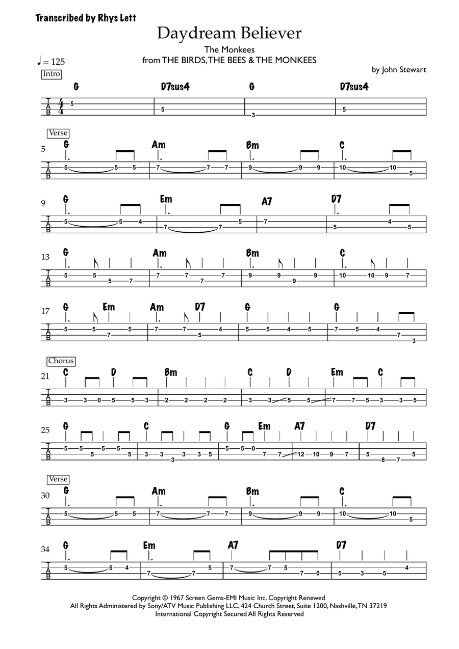 Daydream Believer Daydream Believer Acoustic Guitar scores gallery preview page 1