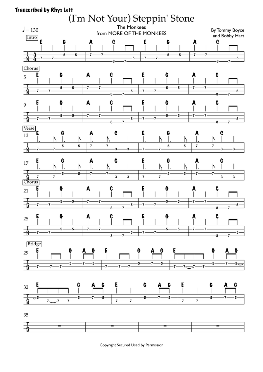 (I'm Not Your) Steppin' Stone Acoustic Guitar scores gallery preview page 1
