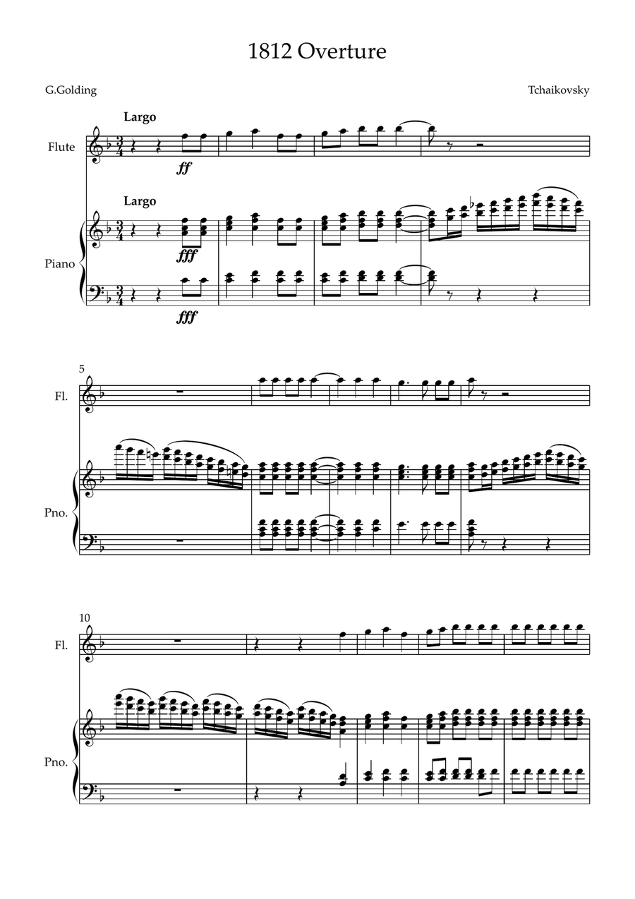 Finale from 1812 Overture Short Flute Solo scores gallery preview page 1