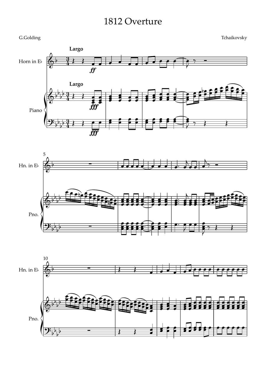 Finale from 1812 Overture Short Horn scores gallery preview page 1