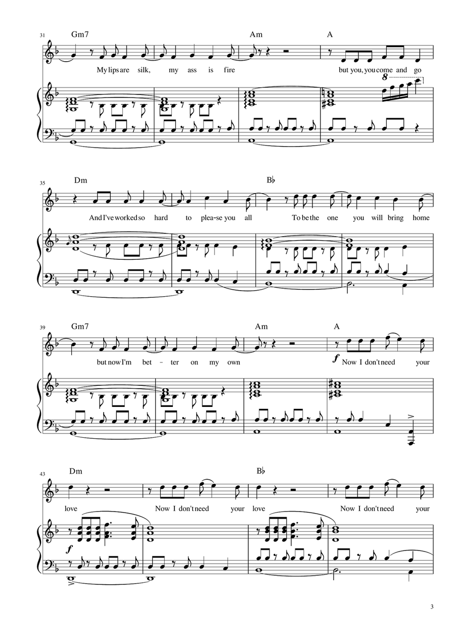Now I Dont Need Your Love - Mjf Spotlight Session Piano, Vocal scores gallery preview page 3