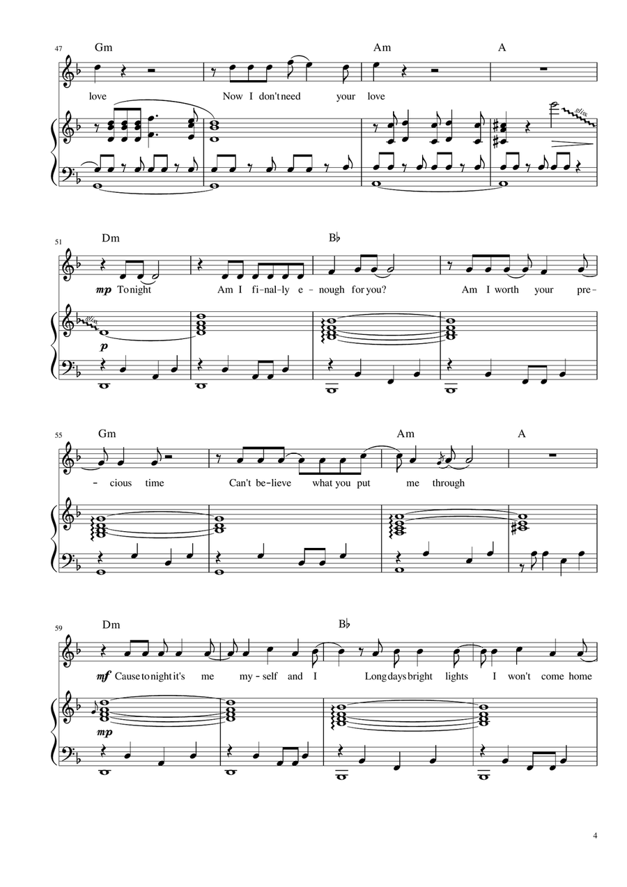 Now I Dont Need Your Love - Mjf Spotlight Session Piano, Vocal scores gallery preview page 4