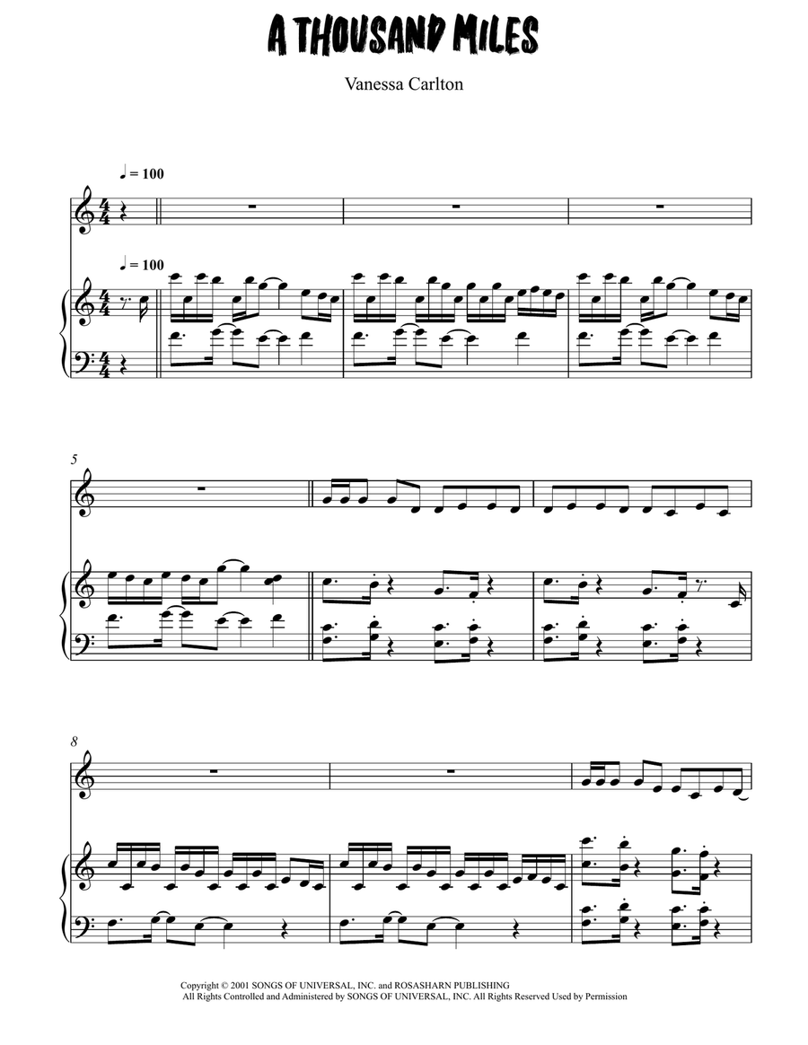 A Thousand Miles A Thousand Miles Violin Solo scores gallery preview page 1