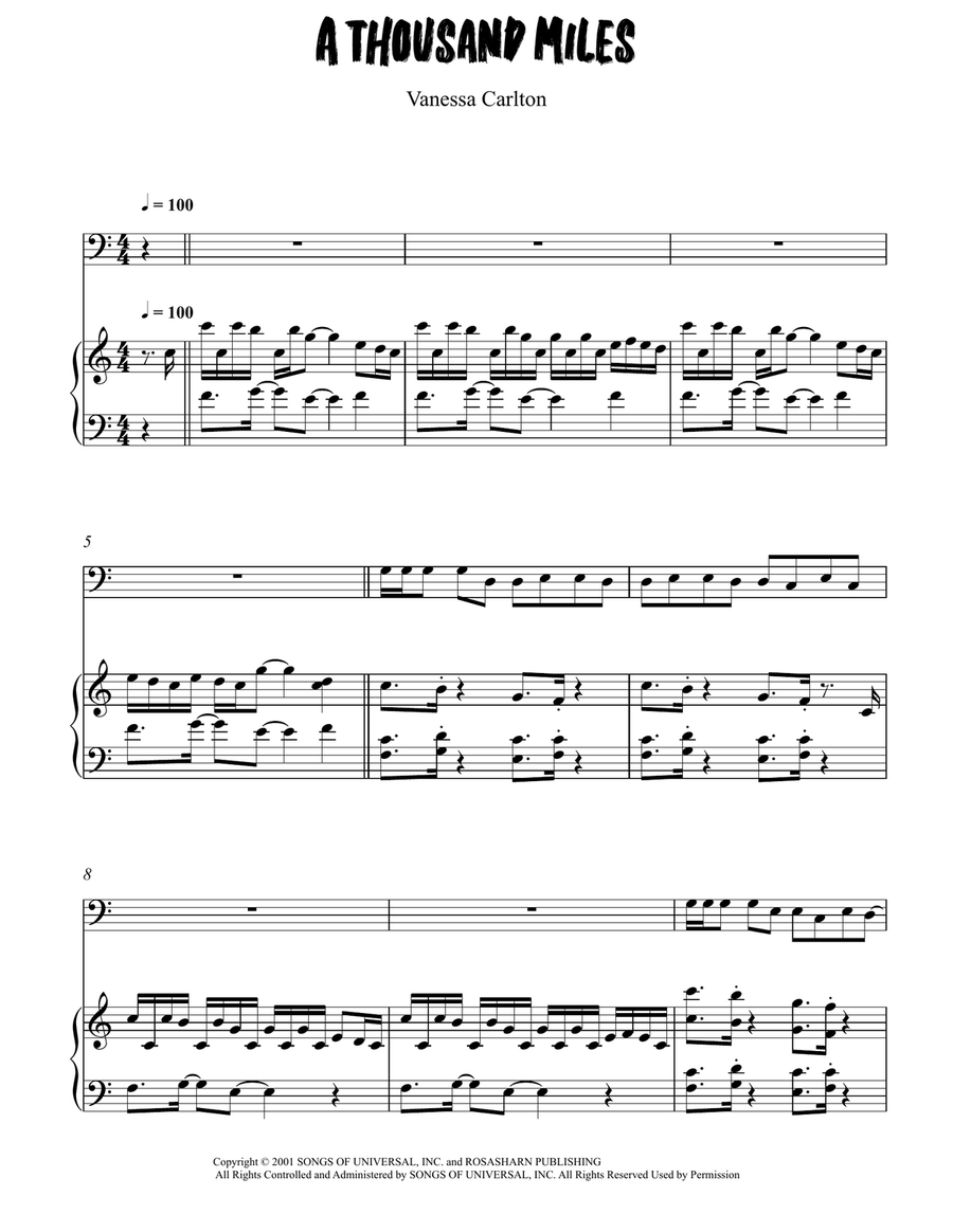 A Thousand Miles A Thousand Miles Piano scores gallery preview page 1