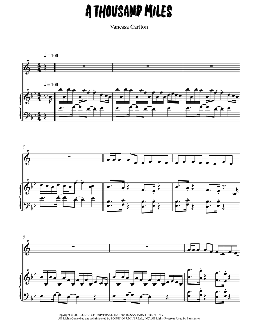 A Thousand Miles A Thousand Miles Clarinet Solo scores gallery preview page 1