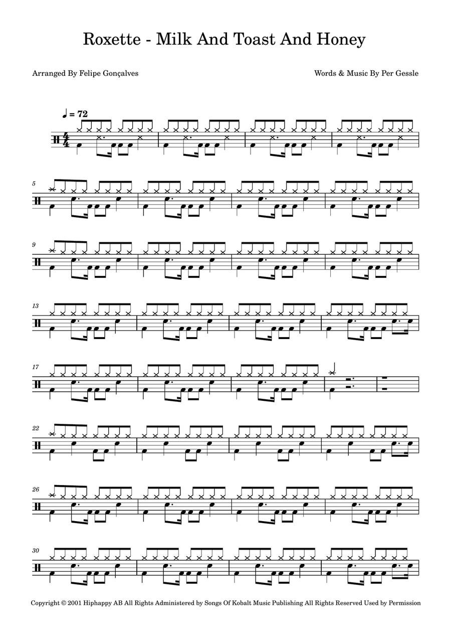Milk And Toast And Honey Milk And Toast And Honey Drum Set scores gallery preview page 1