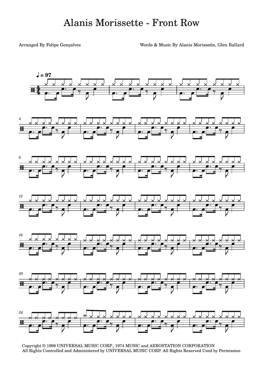Front Row Front Row Drum Set scores gallery preview page 1