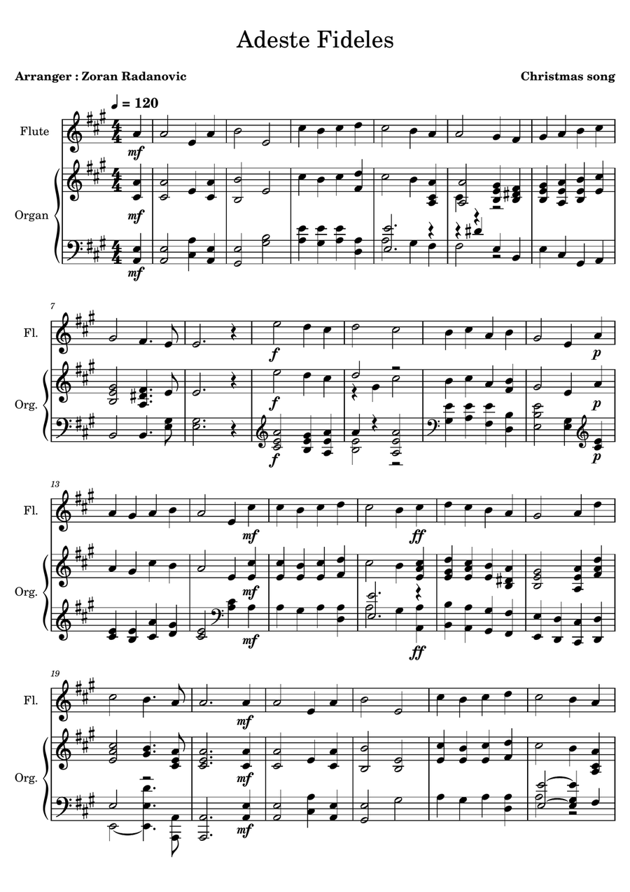 Adeste Fideles - for flute + organ Woodwind Duet scores gallery preview page 1