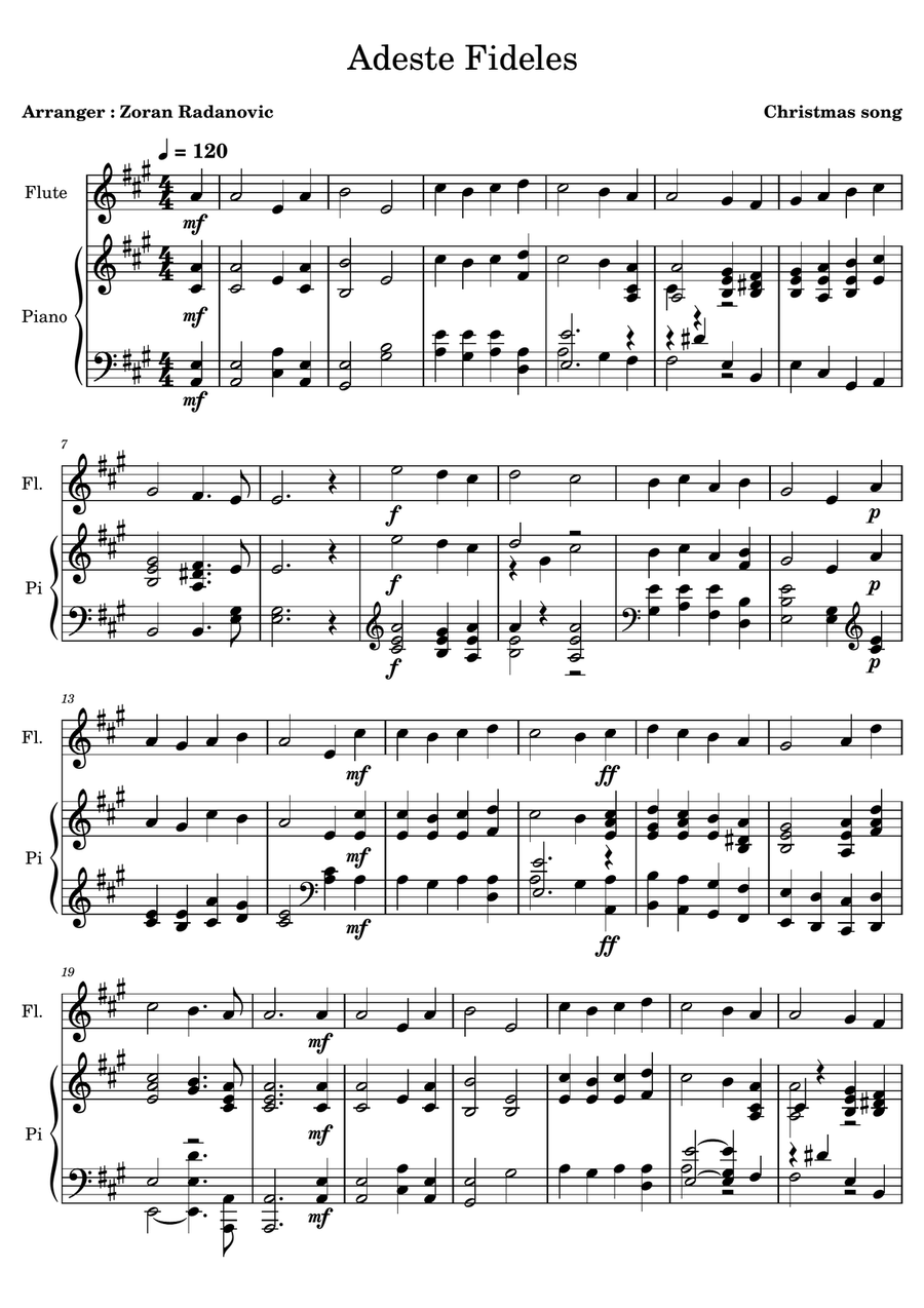 Adeste Fideles - for flute + piano Woodwind Duet scores gallery preview page 1