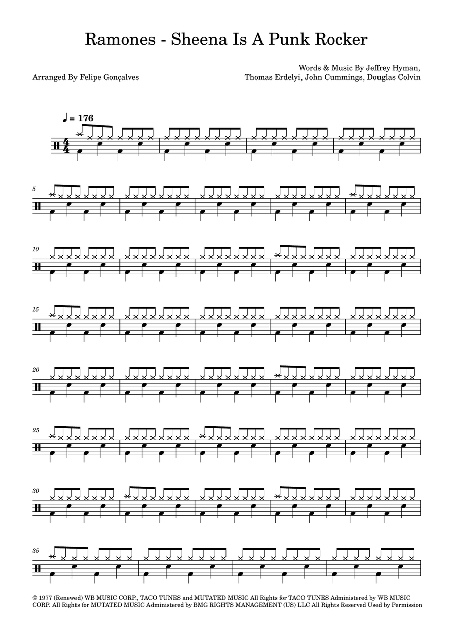 Sheena Is A Punk Rocker Sheena Is A Punk Rocker Drum Set scores gallery preview page 1