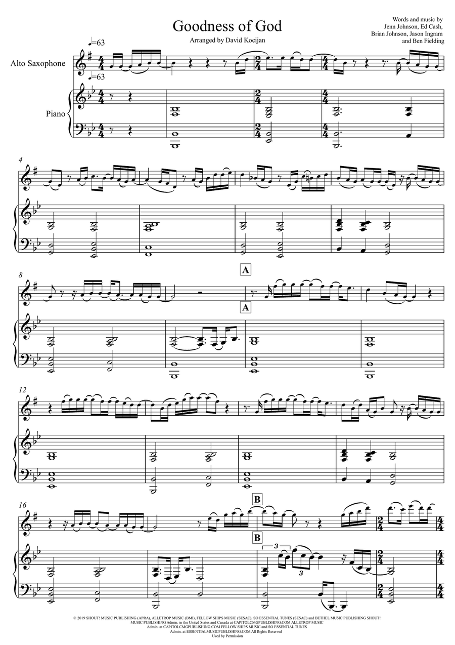 Goodness Of God Goodness Of God Alto Saxophone scores gallery preview page 1