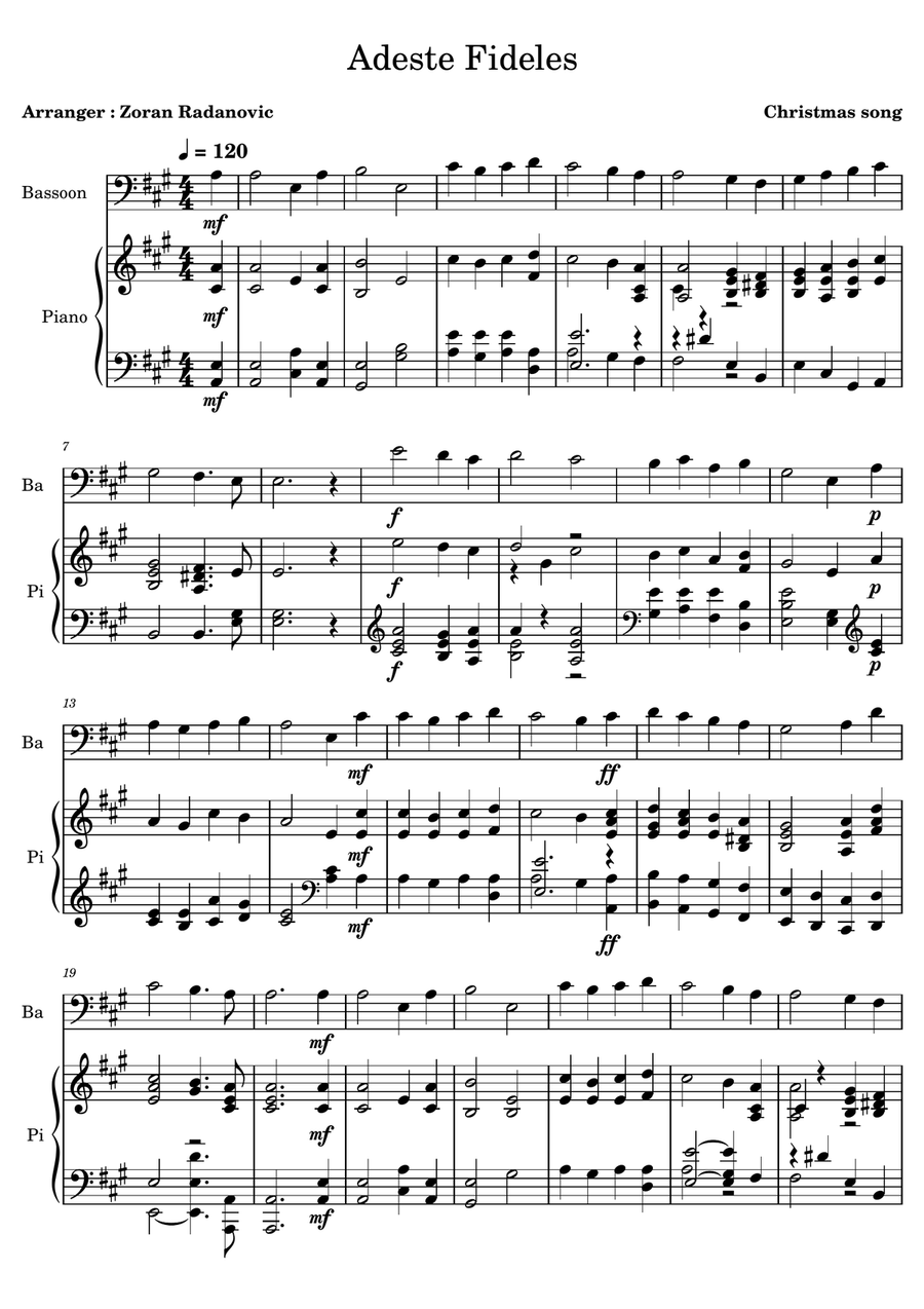 Adeste Fideles - for bassoon + piano Woodwind Duet scores gallery preview page 1