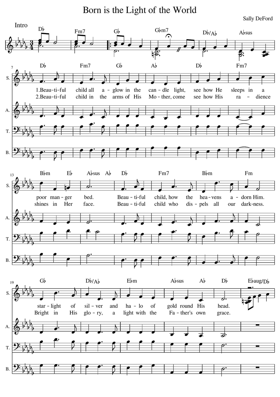 Born is the Light of the World Piano scores gallery preview page 1