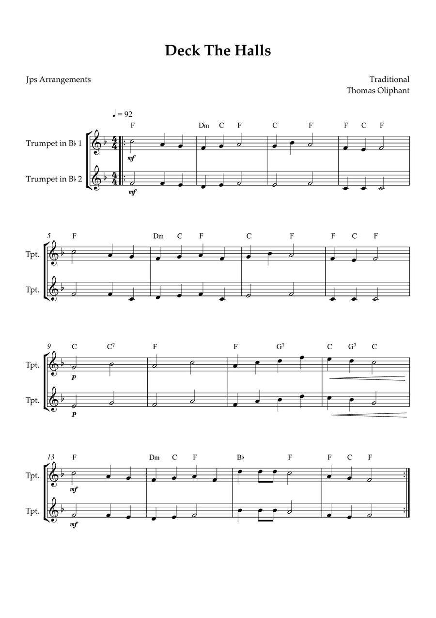 6 Easy Christmas Duets for Trumpet Trumpet Duet scores gallery preview page 4