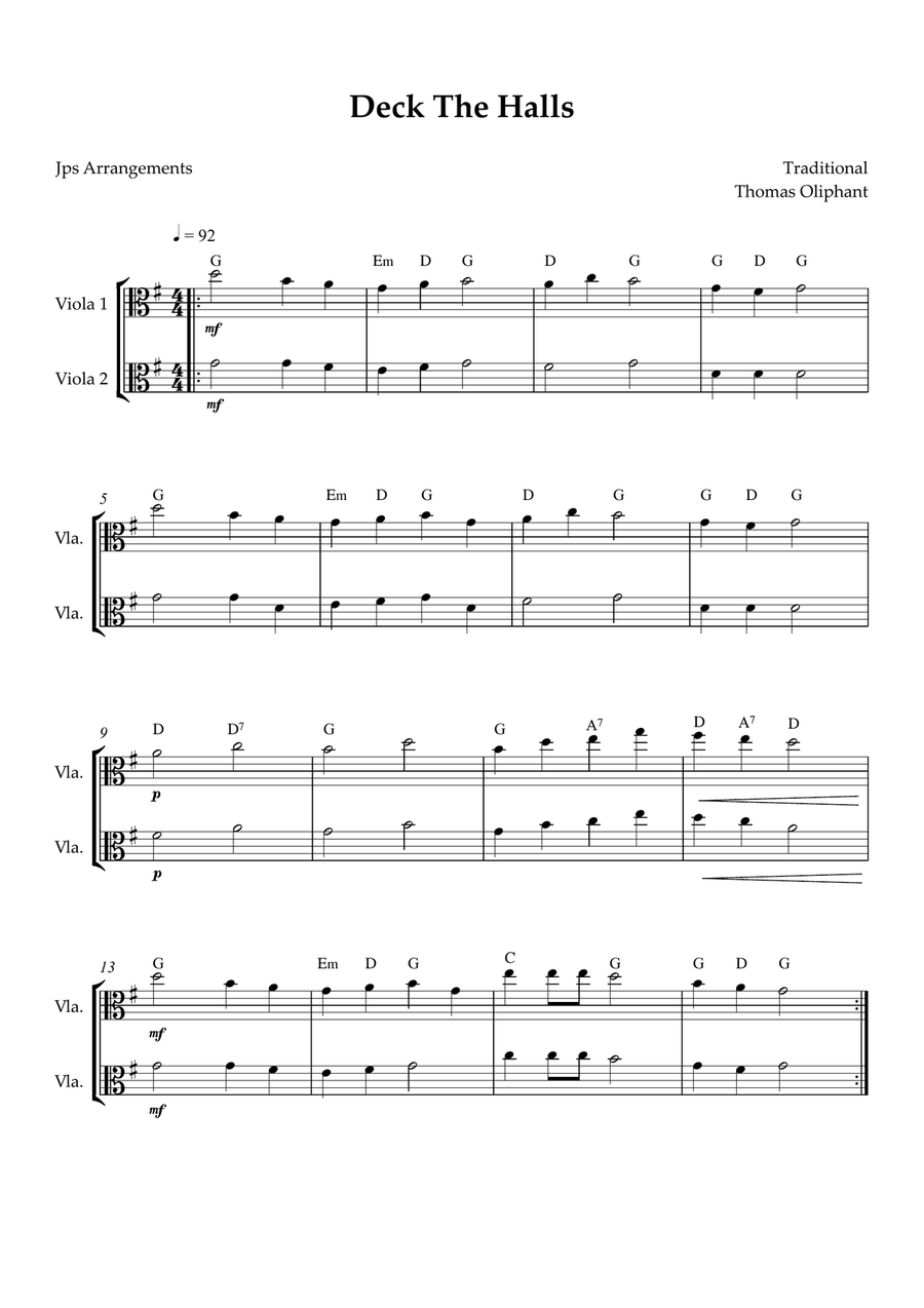 6 Easy Christmas Duets for viola String Duet scores gallery preview page 4