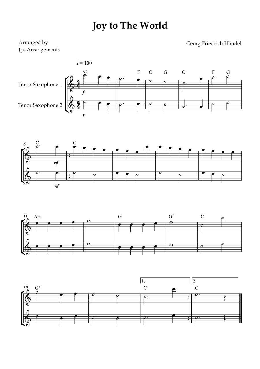 6 Easy Christmas Duets for Tenor sax Woodwind Duet scores gallery preview page 3