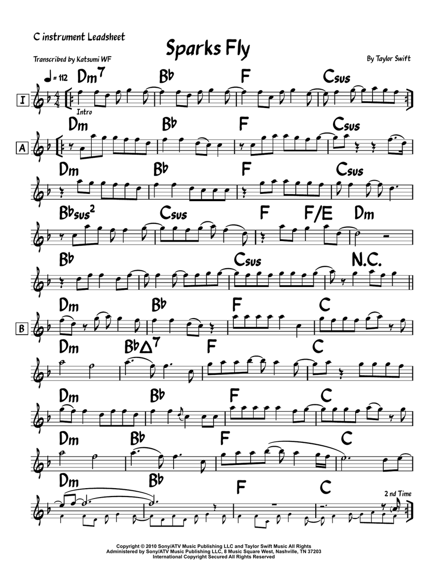 Sparks Fly Sparks Fly Piano scores gallery preview page 1