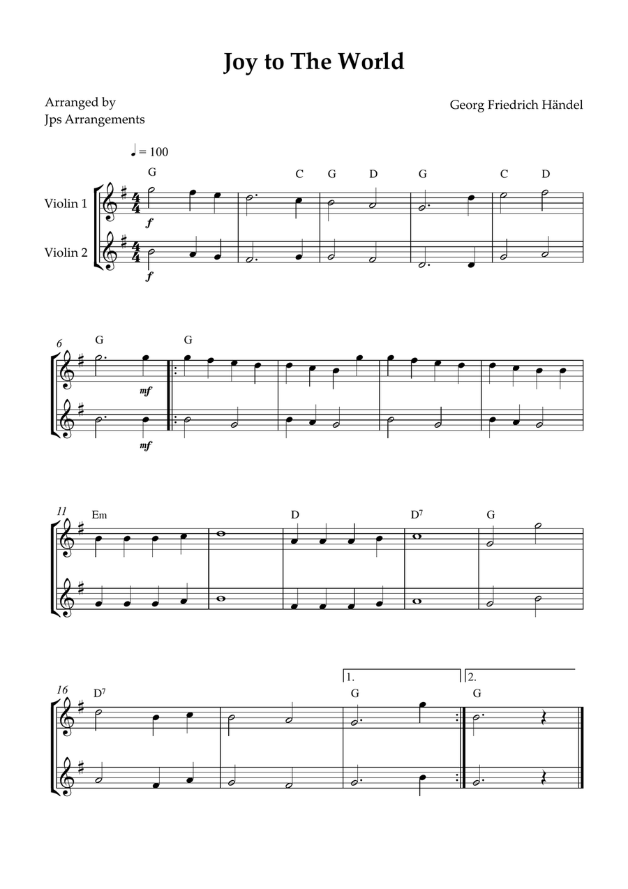 6 Easy Christmas Duets for violin String Duet scores gallery preview page 3