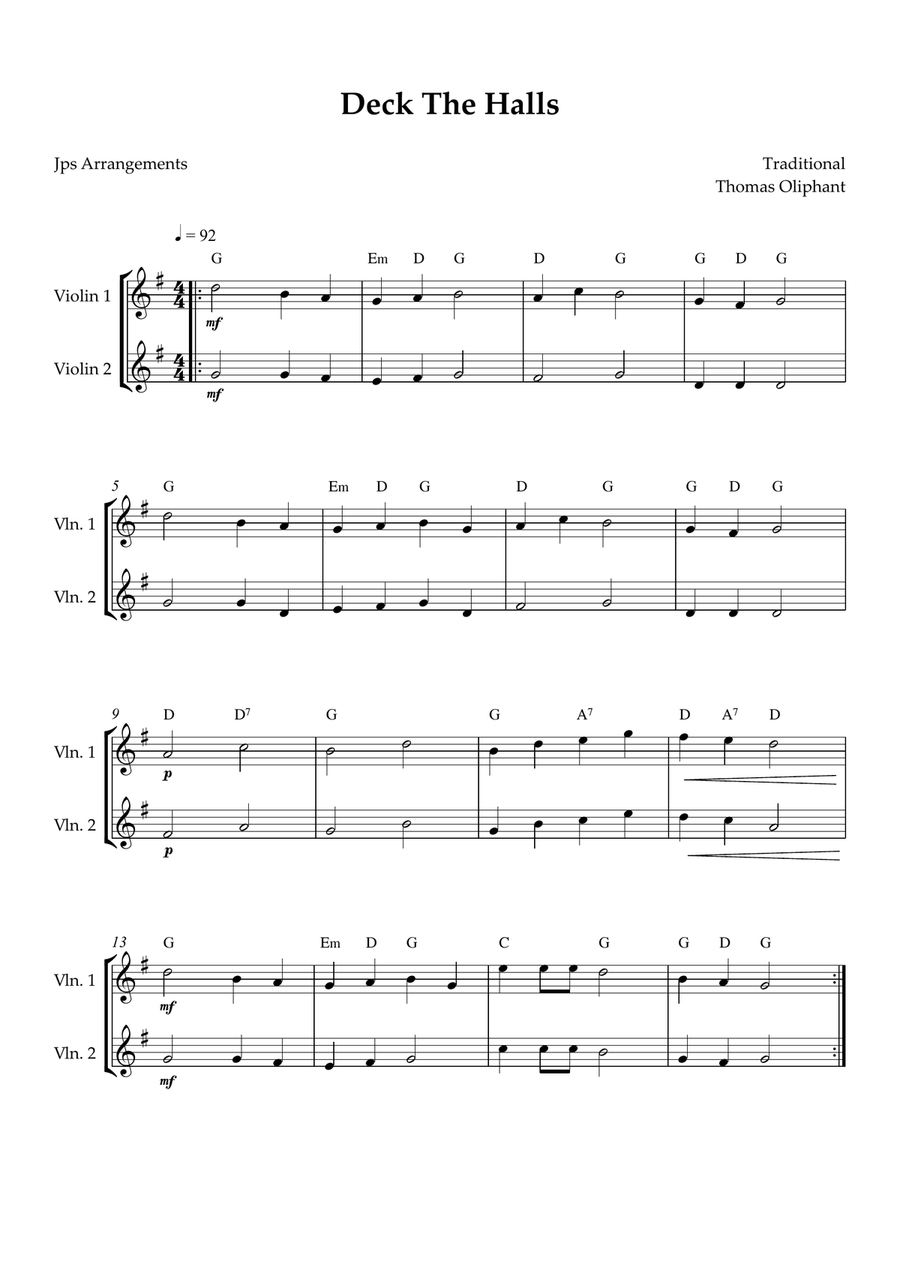 6 Easy Christmas Duets for violin String Duet scores gallery preview page 4